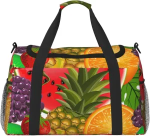 Fresh Fruits Pineapple print Large Canvas Travel Duffel Bag Weekender Bags for Women Overnight Bag Carry On Tote Bag