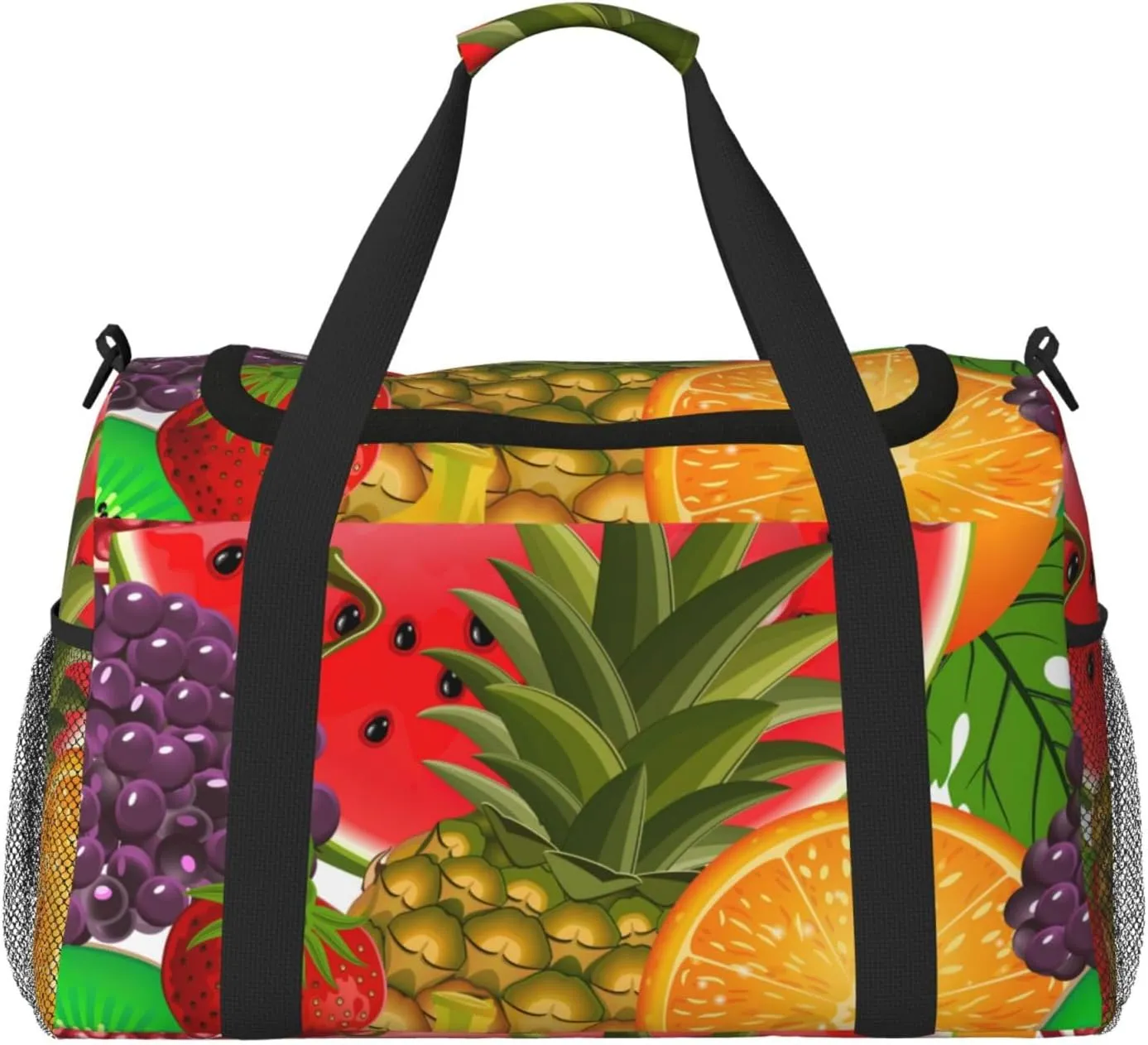 Fresh Fruits Pineapple print Large Canvas Travel Duffel Bag Weekender Bags for Women Overnight Bag Carry On Tote Bag