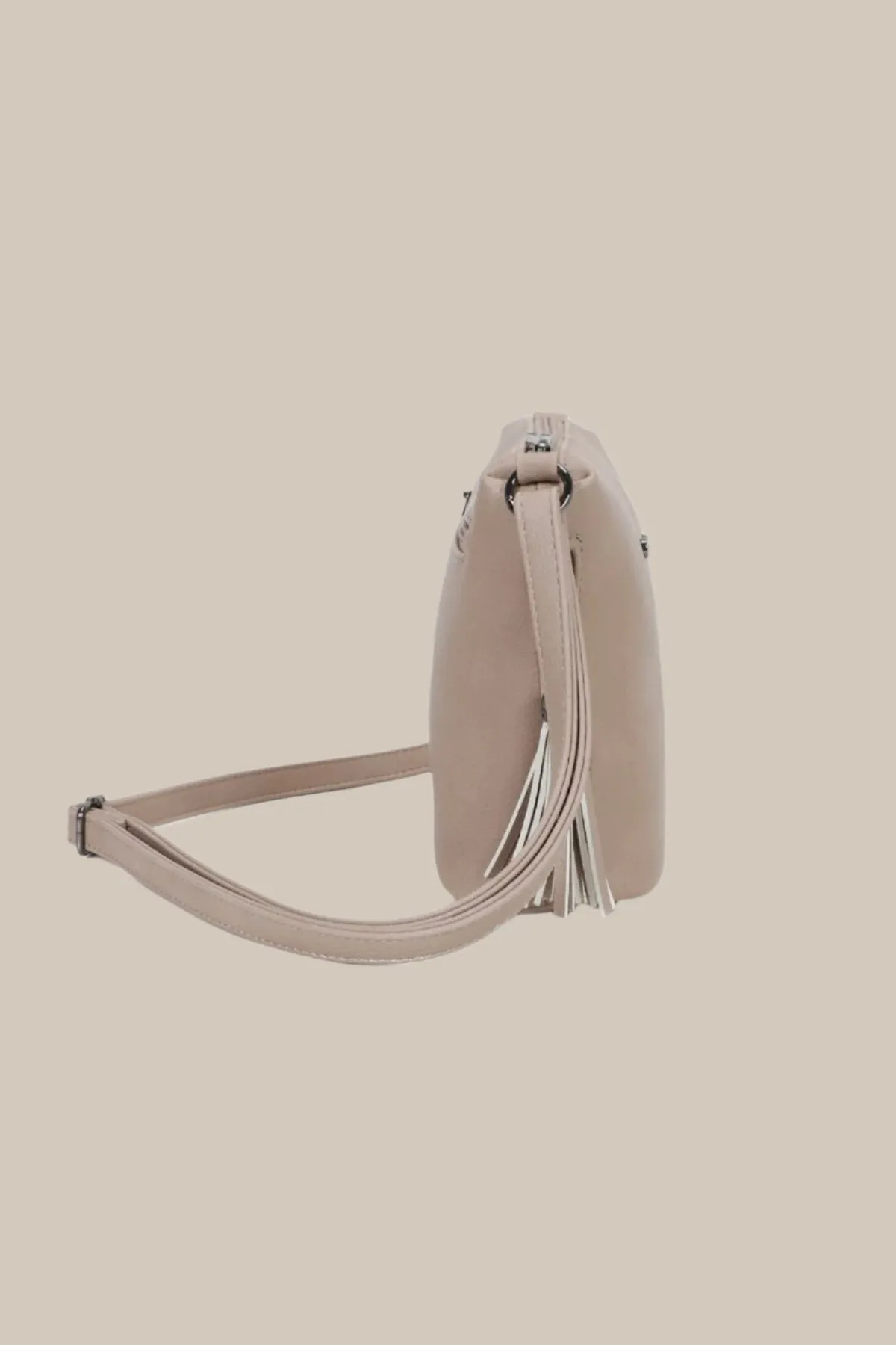 Fringe Tassel Crossbody Bag in Taupe