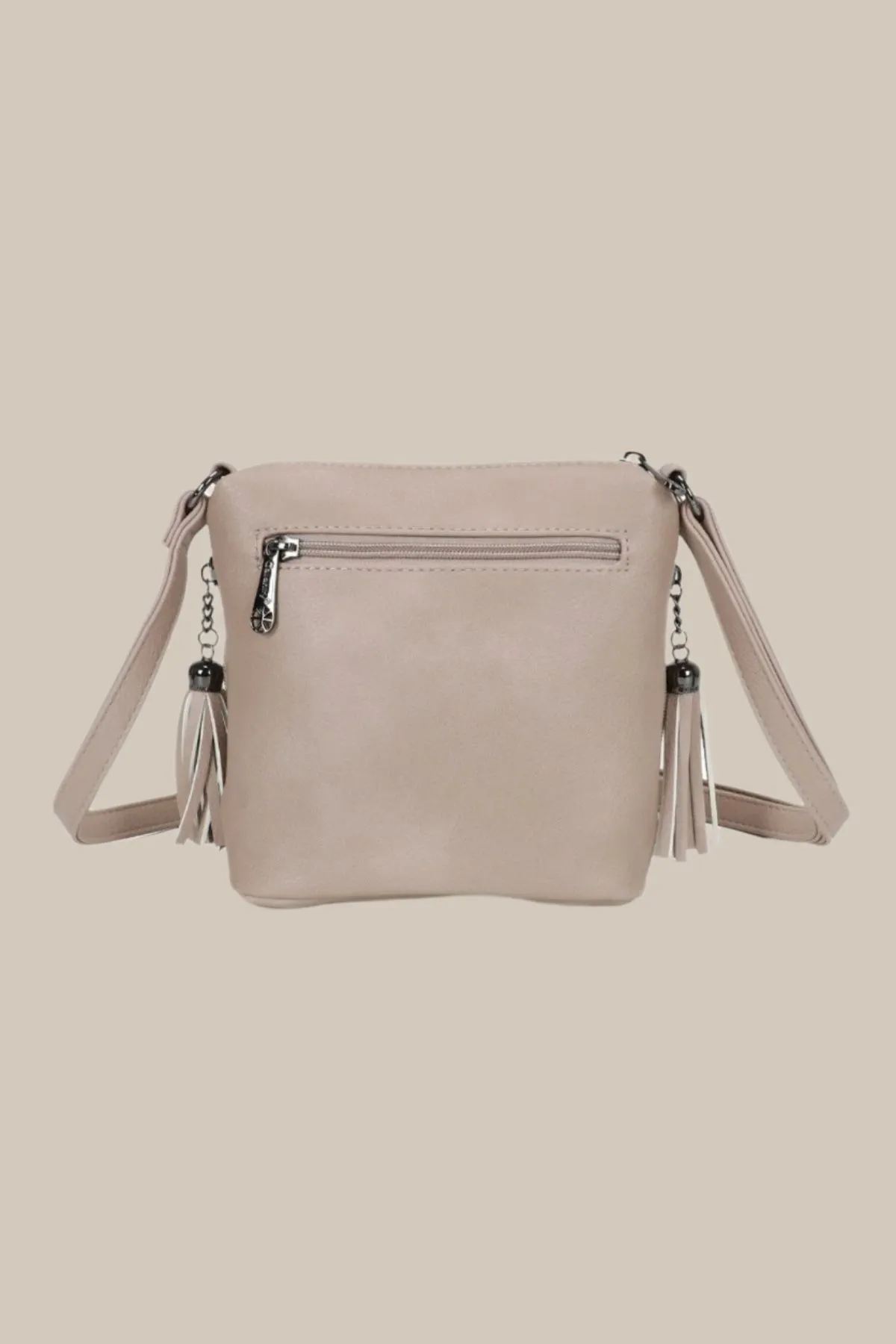 Fringe Tassel Crossbody Bag in Taupe