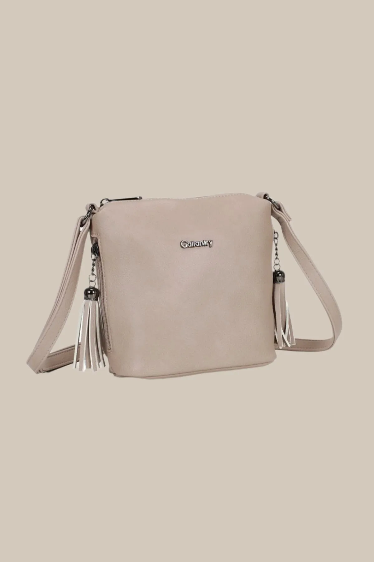 Fringe Tassel Crossbody Bag in Taupe