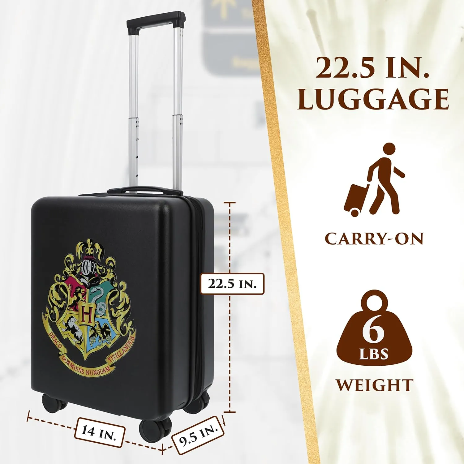 FUL Harry Potter 22.5 Inch Carry On Luggage, Hardshell Rolling Suitcase with Spinner Wheels, Black