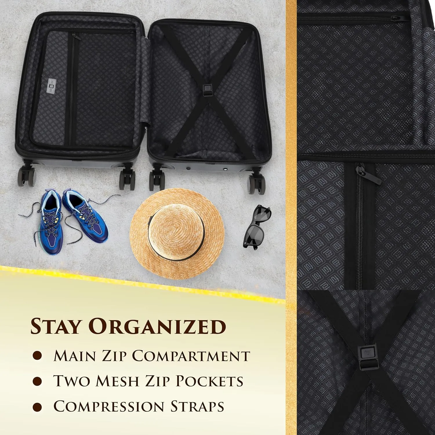 FUL Harry Potter 22.5 Inch Carry On Luggage, Hardshell Rolling Suitcase with Spinner Wheels, Black