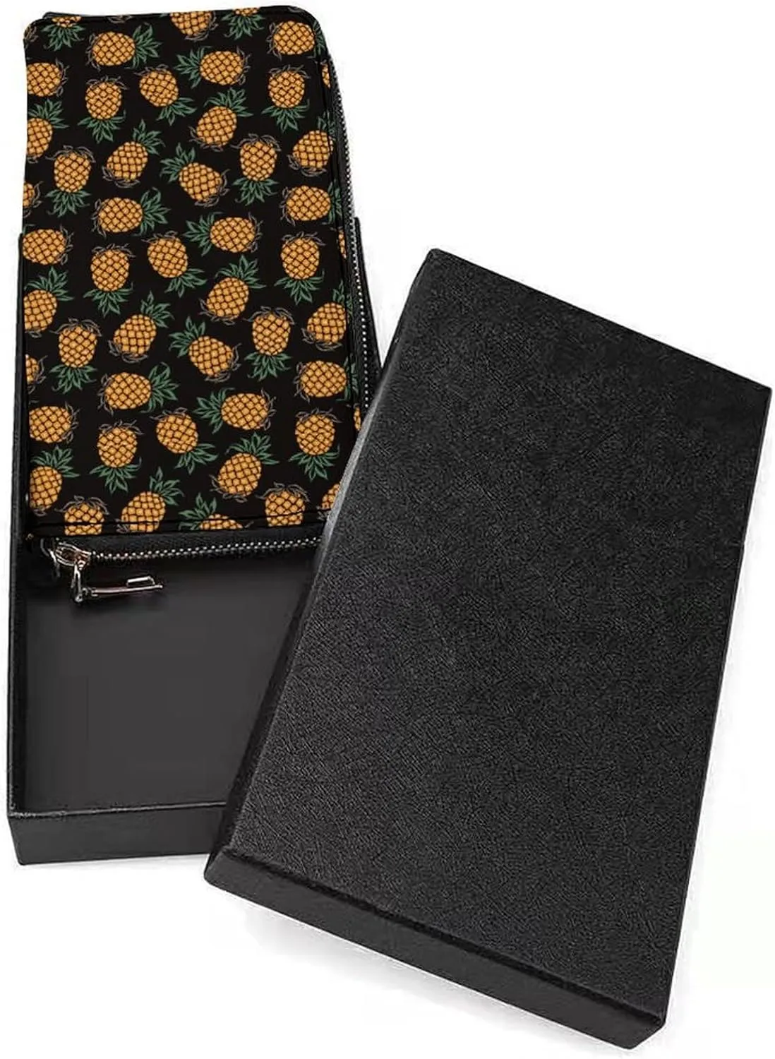 Fun Pineapple Women's Leather Long Large Capacity Wallet Clutch Wallet with Hand Strap
