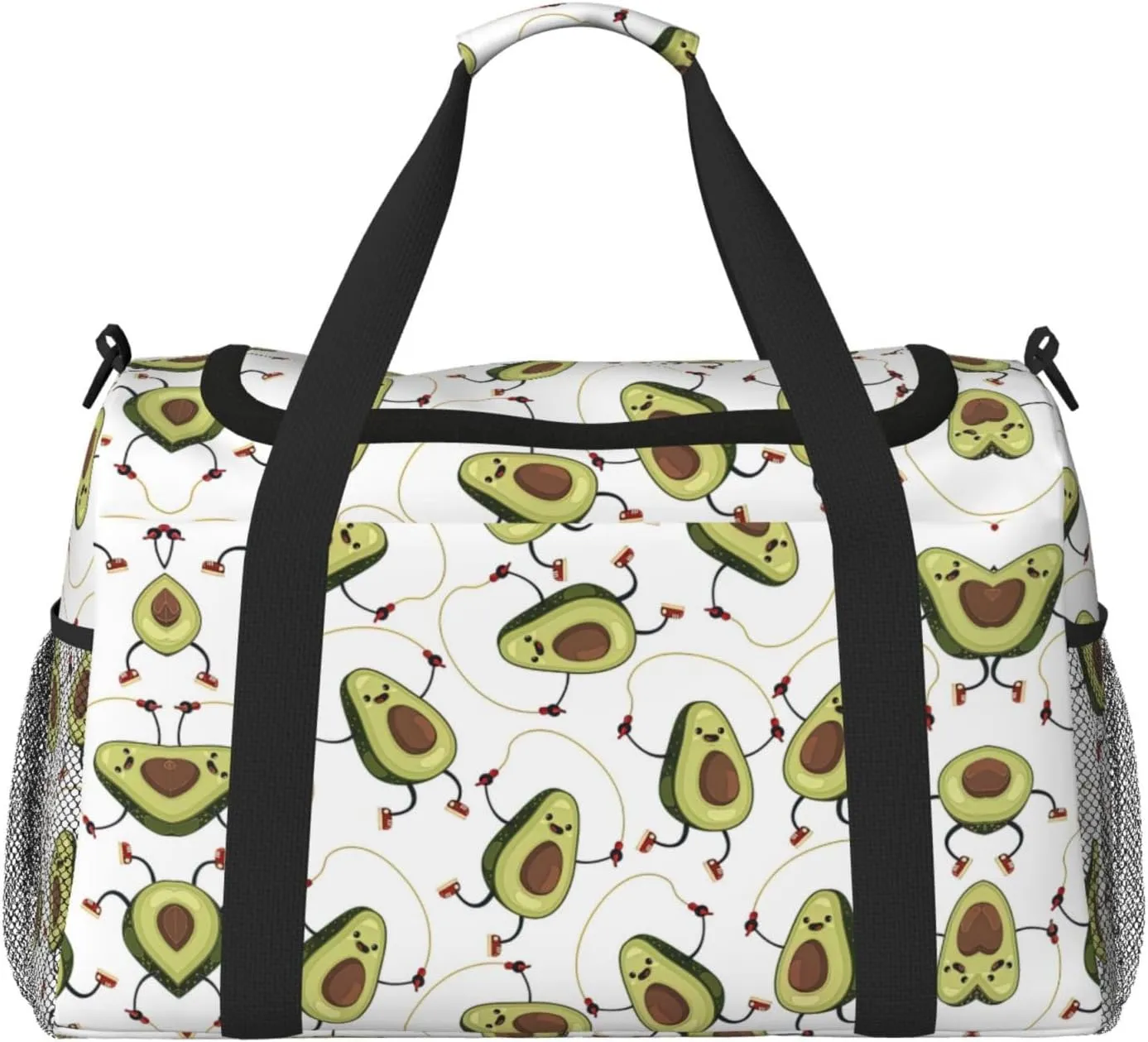 Funny Cartoon Avocados print Large Canvas Travel Duffel Bag Weekender Bags for Women Overnight Bag Carry On Tote Bag