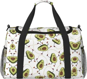Funny Cartoon Avocados print Large Canvas Travel Duffel Bag Weekender Bags for Women Overnight Bag Carry On Tote Bag