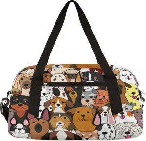 Funny Dogs Kids Duffle Bag for Boys Girls Dance Bag,Cute Graffiti Puppy Sport Gym Bags Overnight Travel Bags Teen Kids Weekender Bag for School Practice Gymnastic Ballet