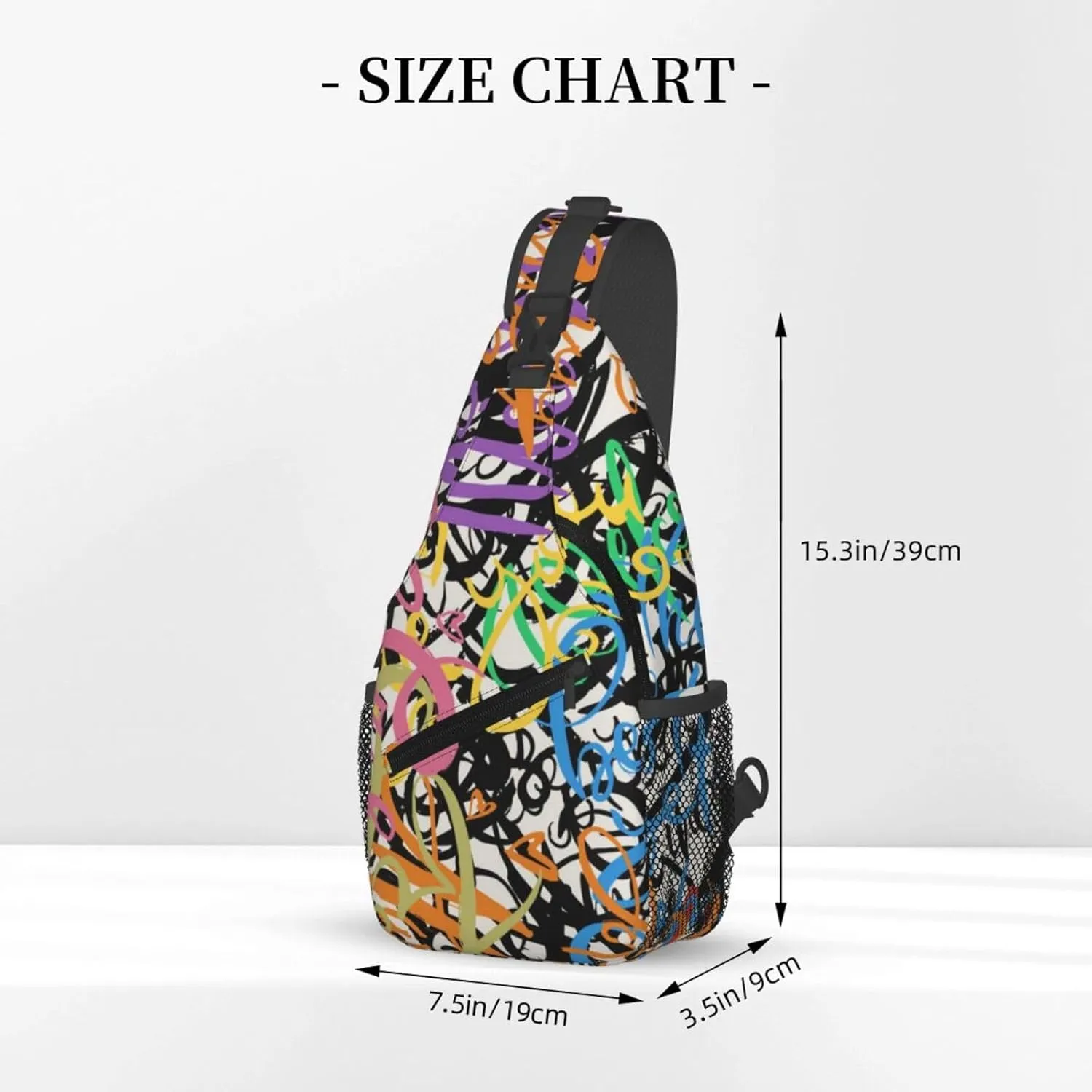 Funny Graffiti Sling Backpack,Travel Hiking Daypack Colorful Graffiti Art Crossbody Shoulder Bag for Women Men