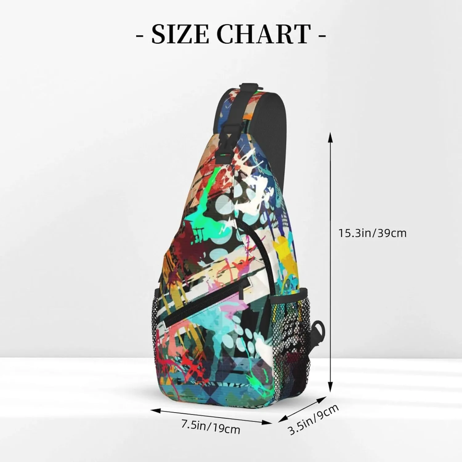 Funny Graffiti Sling Backpack,Travel Hiking Daypack Colorful Graffiti Art Crossbody Shoulder Bag for Women Men