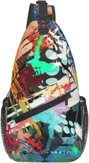 Funny Graffiti Sling Backpack,Travel Hiking Daypack Colorful Graffiti Art Crossbody Shoulder Bag for Women Men