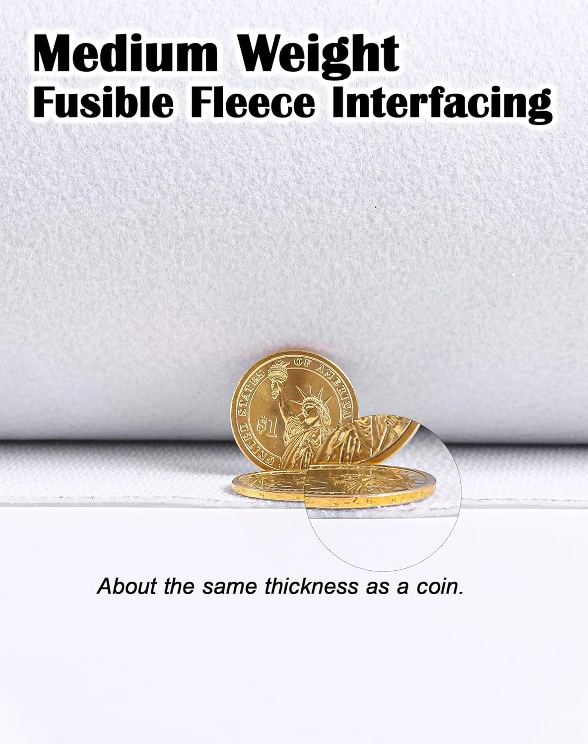 Fusible Fleece Interfacing, One-Sided Loft Fusible Fleece for Sewing, Quilting, Crafts, Clothing, Bags (12 Inches x 10 Yard) Medium Weight, Easy Iron-On Application, Enhanced Projects