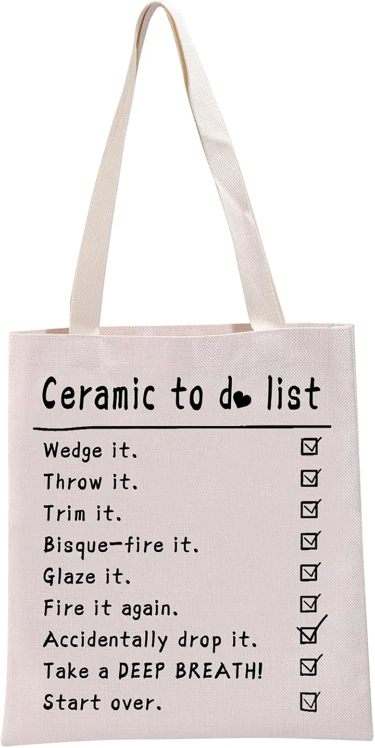 G2TUP Funny Pottery Gift Ceramic To Do List Tote Bag Pottery Lover Handbag Pottery Artist Gift Pottery Merch Ceramics Gift