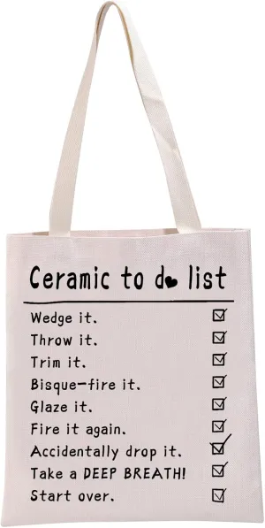 G2TUP Funny Pottery Gift Ceramic To Do List Tote Bag Pottery Lover Handbag Pottery Artist Gift Pottery Merch Ceramics Gift