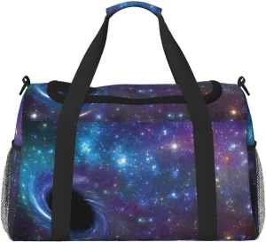 Galaxy print Large Canvas Travel Duffel Bag Weekender Bags for Women Overnight Bag Carry On Tote Bag