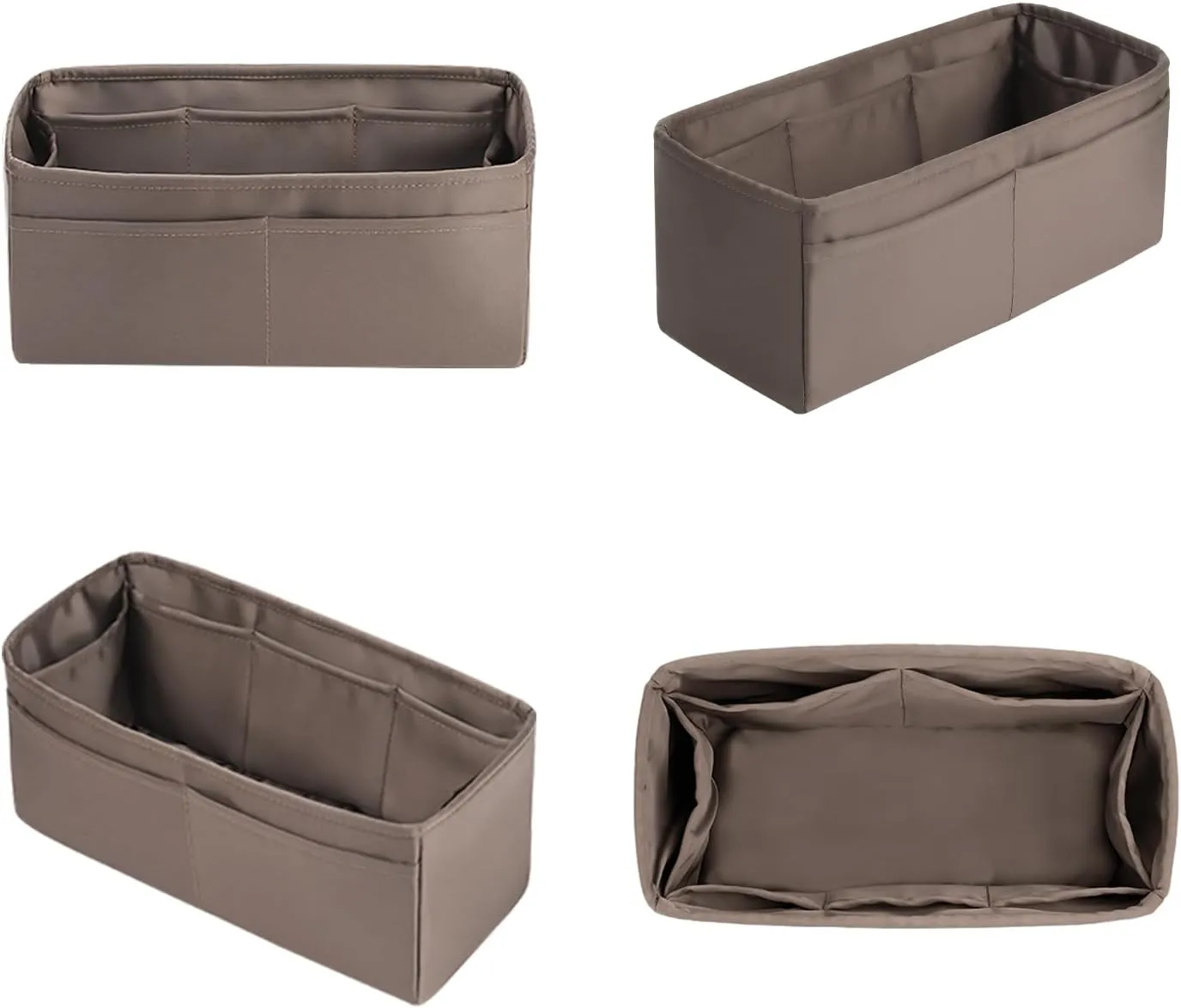 Garden Party 30 Insert, Bag Organizer Compatible with Hermes Garden Party Tote, Silk Fabric Bag-in-bag for Luxury Bags with Multiple Pockets for Storage (Etoupe grey, GP30)