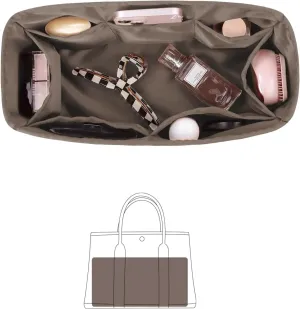 Garden Party 30 Insert, Bag Organizer Compatible with Hermes Garden Party Tote, Silk Fabric Bag-in-bag for Luxury Bags with Multiple Pockets for Storage (Etoupe grey, GP30)