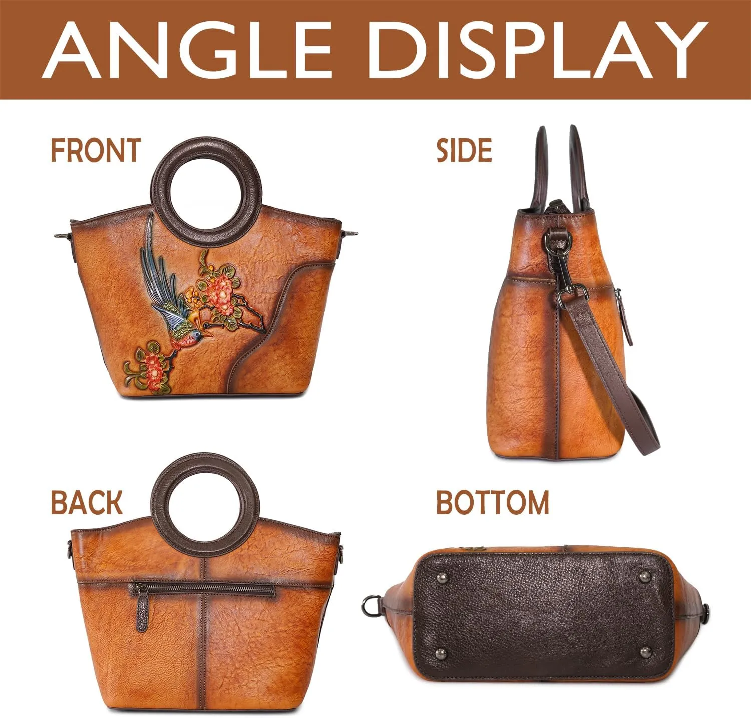 Genuine Leather Satchel for Women Top Handle Bags Handmade Purse Vintage Embossed Leather Crossbody Handbags Hobo Bag
