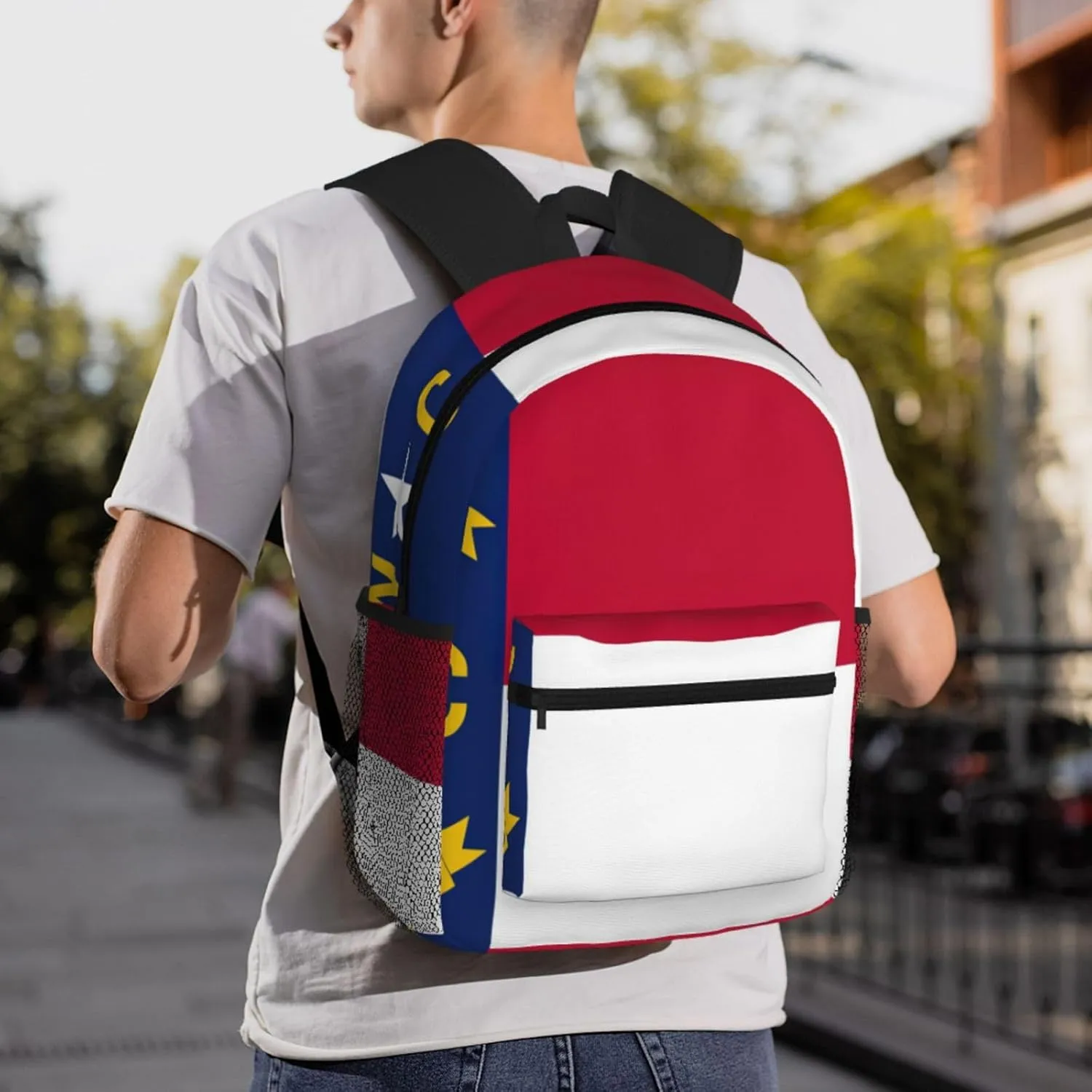 GeRRiT North Carolina State Flag Print Casual Backpack For Women, Travel Daypack,Waterproof Gym Backpack For Men Book Bags