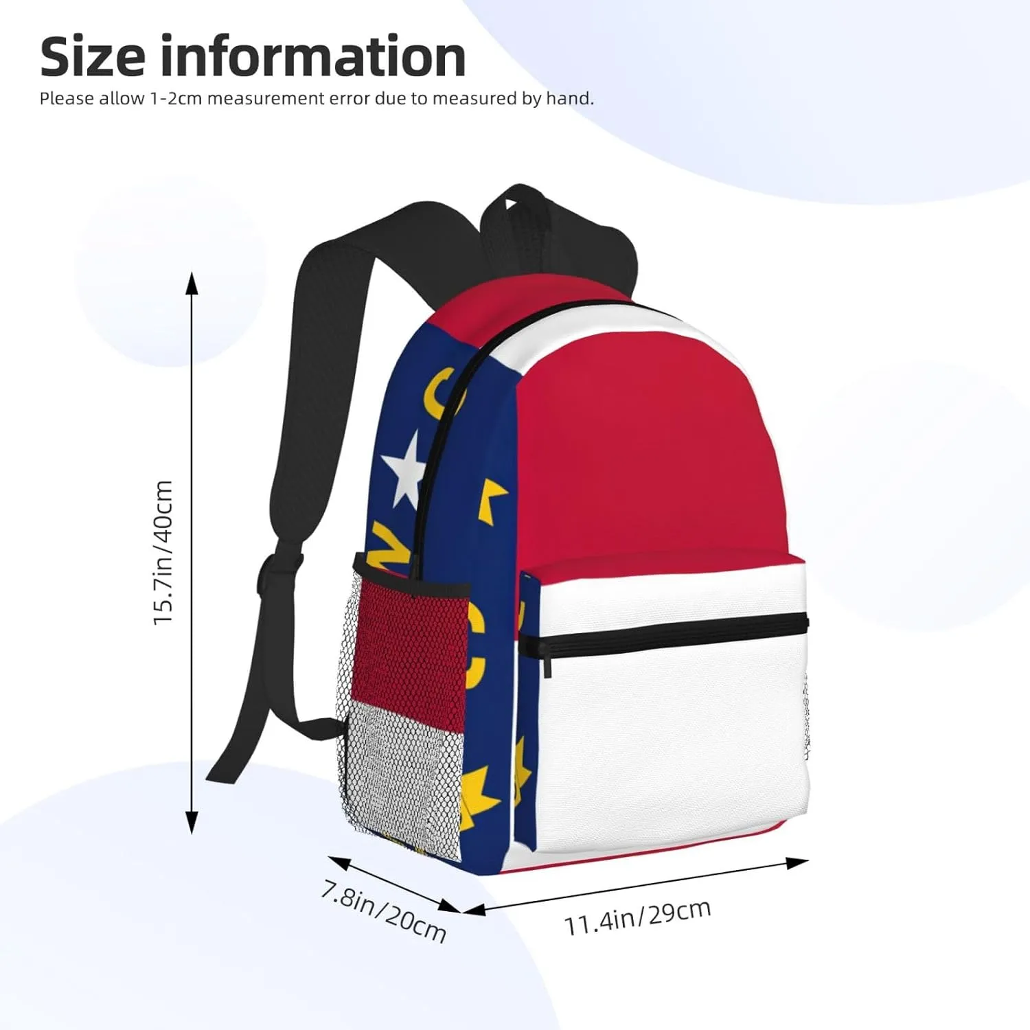 GeRRiT North Carolina State Flag Print Casual Backpack For Women, Travel Daypack,Waterproof Gym Backpack For Men Book Bags