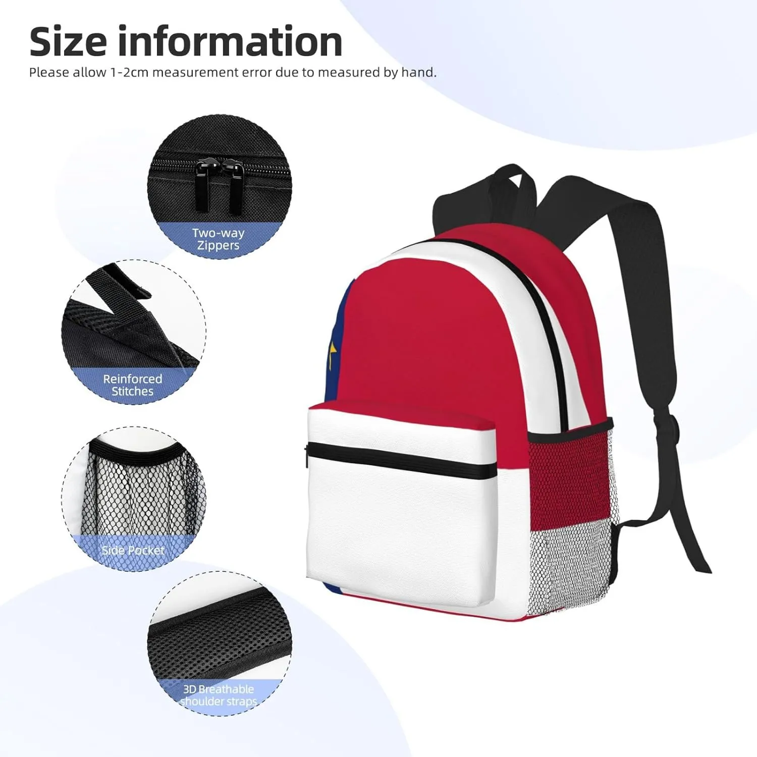 GeRRiT North Carolina State Flag Print Casual Backpack For Women, Travel Daypack,Waterproof Gym Backpack For Men Book Bags