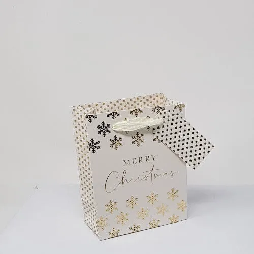 Gift Wrap - Gift Bag / Extra Small - Embossed Snowflakes Gold