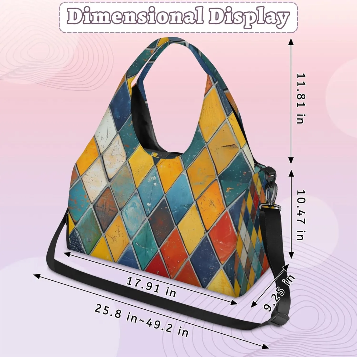 Glass Rainbow Print Gym Bag Yoga Mat Tote for Women with Shoes Compartment Lightweight Duffle Travel Carrier Wet Dry Storage Pockets Adjustable Pilates Mats Shoulder Bags for Sport Swim