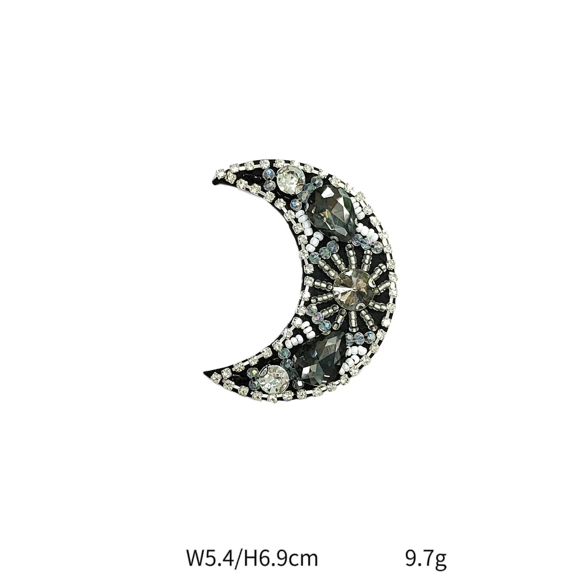 Glittering Sequin Bead Embroidered Patches Moon,Crown,Heart 6 Pack