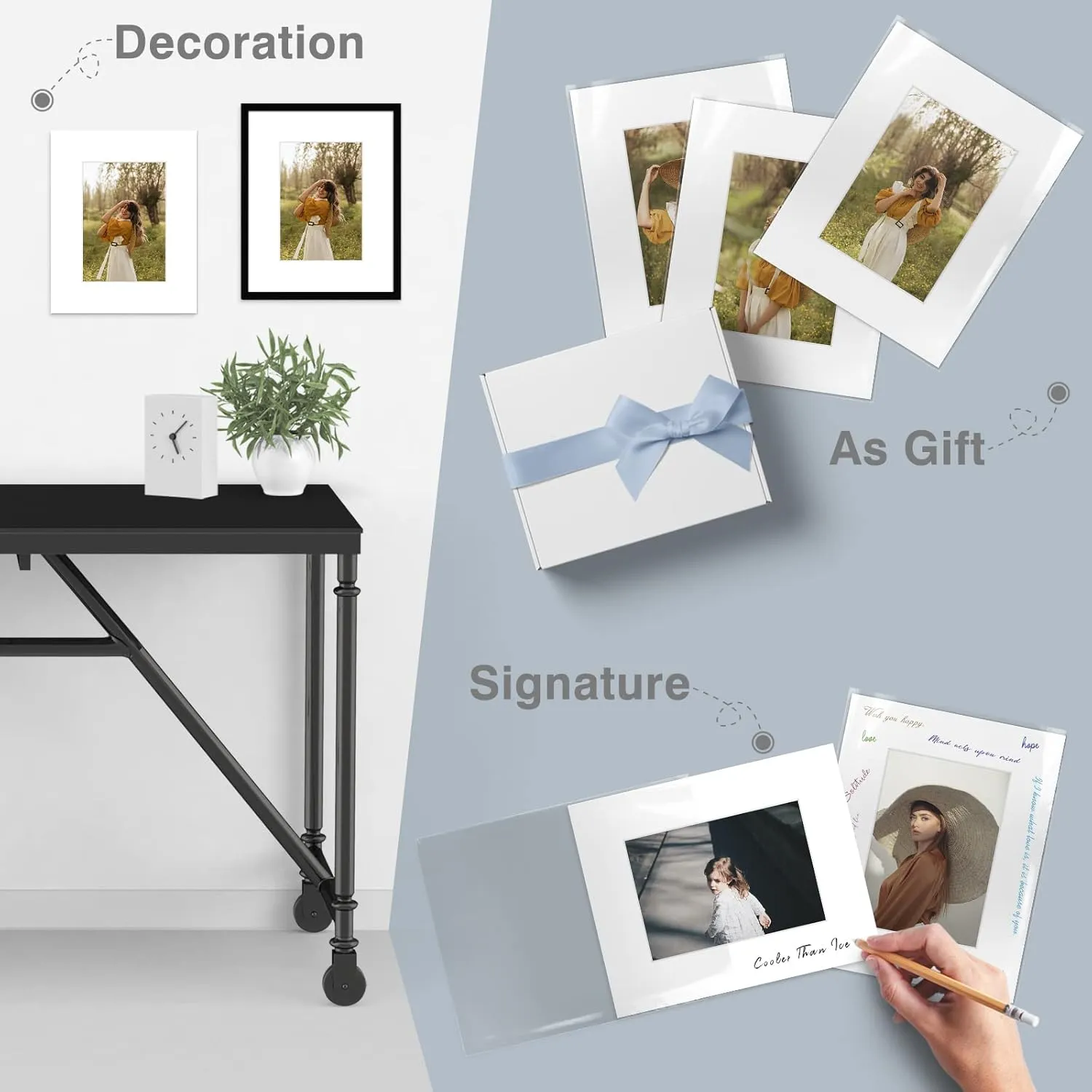 Golden State Art, Pack of 10 White Pre-Cut 8x10 Picture Mat Bevel Cut 4.5x6.5 Opening for 5x7 Photo with White Core Matte Sets Includes 10 High Premier Acid Free Mats & 10 Backing Board & 10 Clear Bag