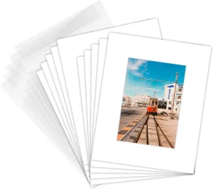 Golden State Art, Pack of 10 White Pre-Cut 8x10 Picture Mat Bevel Cut 4.5x6.5 Opening for 5x7 Photo with White Core Matte Sets Includes 10 High Premier Acid Free Mats & 10 Backing Board & 10 Clear Bag