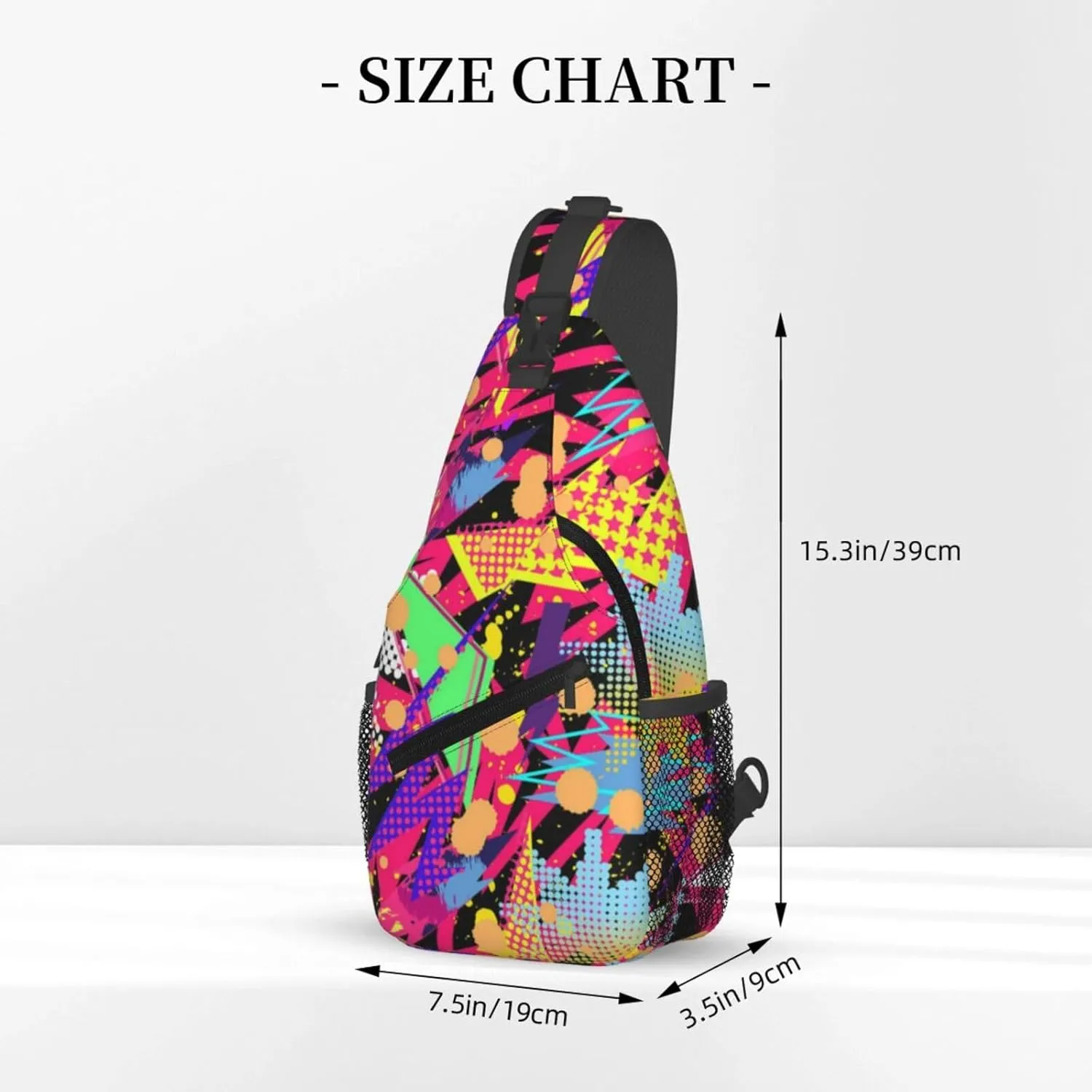 Graffiti Art Pattern Sling Backpack Women Men Travel Hiking Daypack Cool Graffiti Crossbody Shoulder Bag