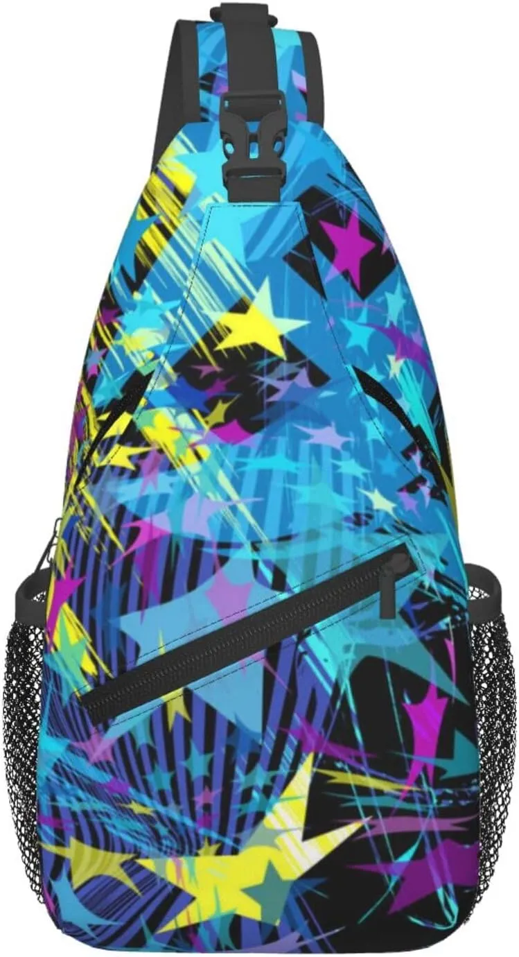 Graffiti Art Pattern Sling Backpack Women Men Travel Hiking Daypack Cool Graffiti Crossbody Shoulder Bag