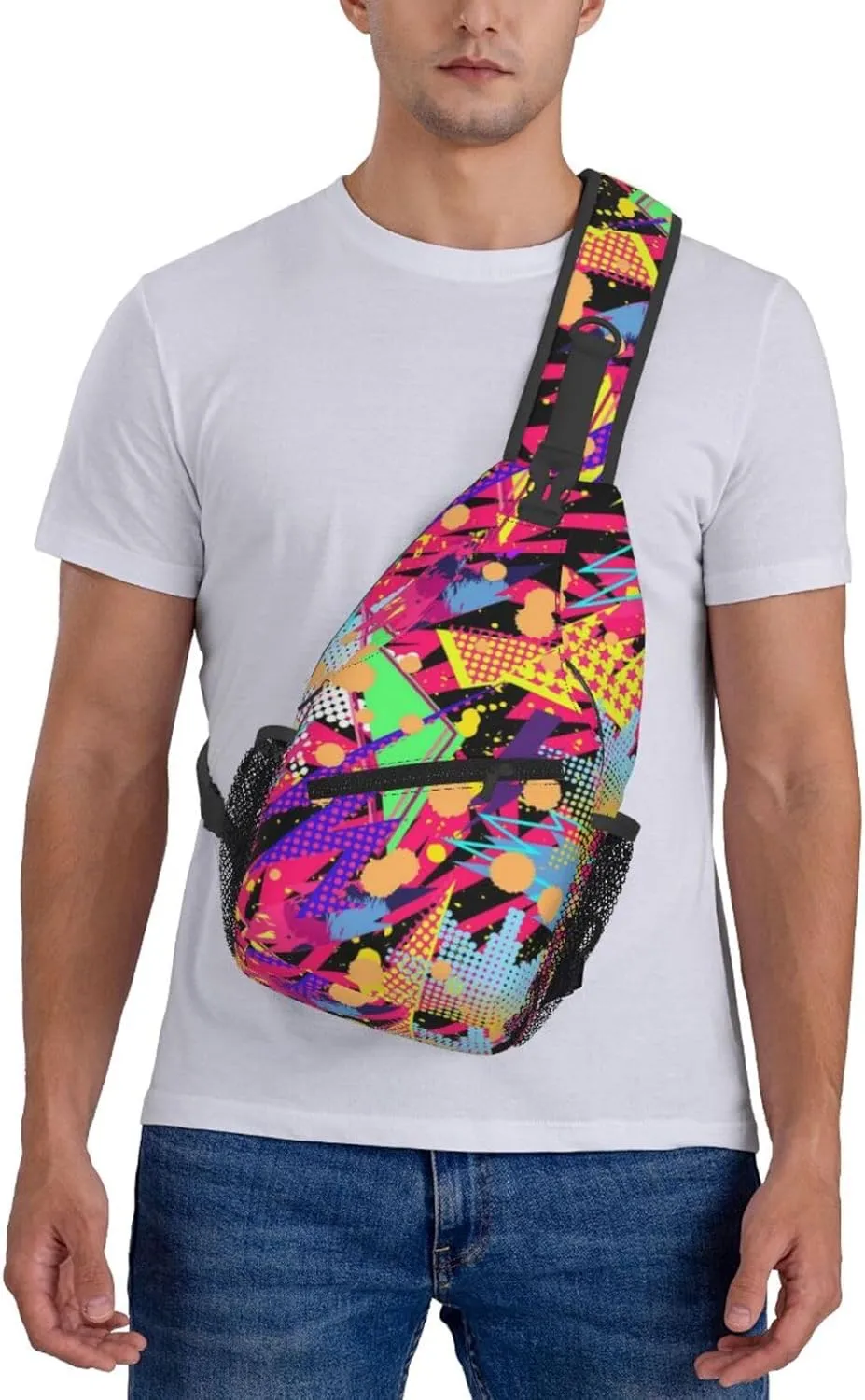 Graffiti Art Pattern Sling Backpack Women Men Travel Hiking Daypack Cool Graffiti Crossbody Shoulder Bag