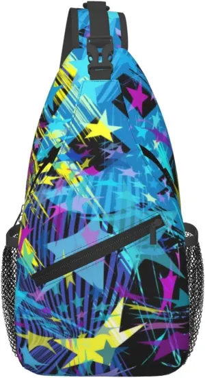 Graffiti Art Pattern Sling Backpack Women Men Travel Hiking Daypack Cool Graffiti Crossbody Shoulder Bag