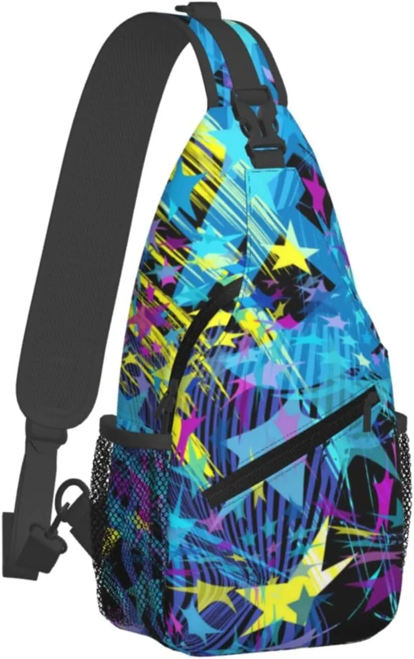 Graffiti Art Pattern Sling Backpack Women Men Travel Hiking Daypack Cool Graffiti Crossbody Shoulder Bag