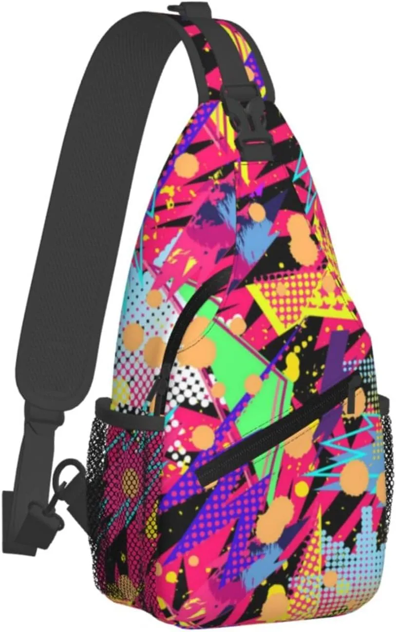Graffiti Art Pattern Sling Backpack Women Men Travel Hiking Daypack Cool Graffiti Crossbody Shoulder Bag