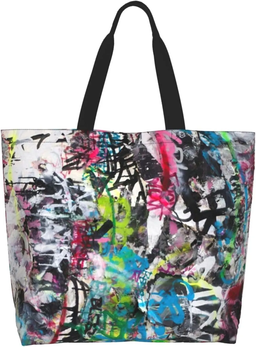Graffiti Canvas Tote Bag Funny Shoulder Bag Cool Casual Grocery Bags Graffiti Bags for Outdoor