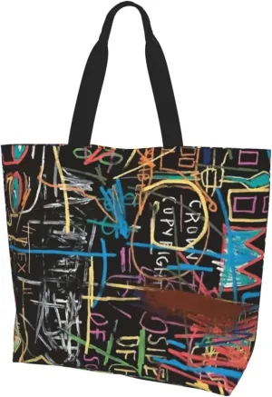 Graffiti Canvas Tote Bag Funny Shoulder Bag Cool Casual Grocery Bags Graffiti Bags for Outdoor