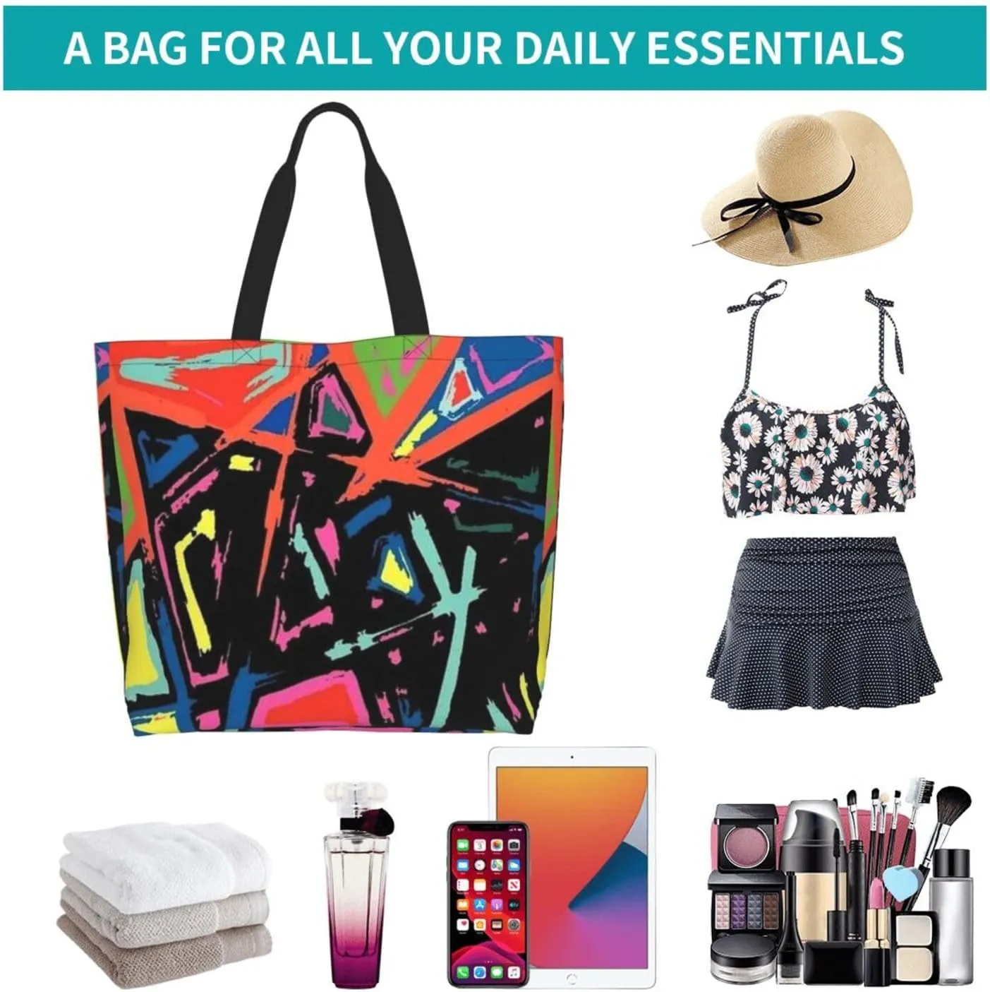 Graffiti Canvas Tote Bag Funny Shoulder Bag Cool Casual Grocery Bags Graffiti Bags for Outdoor