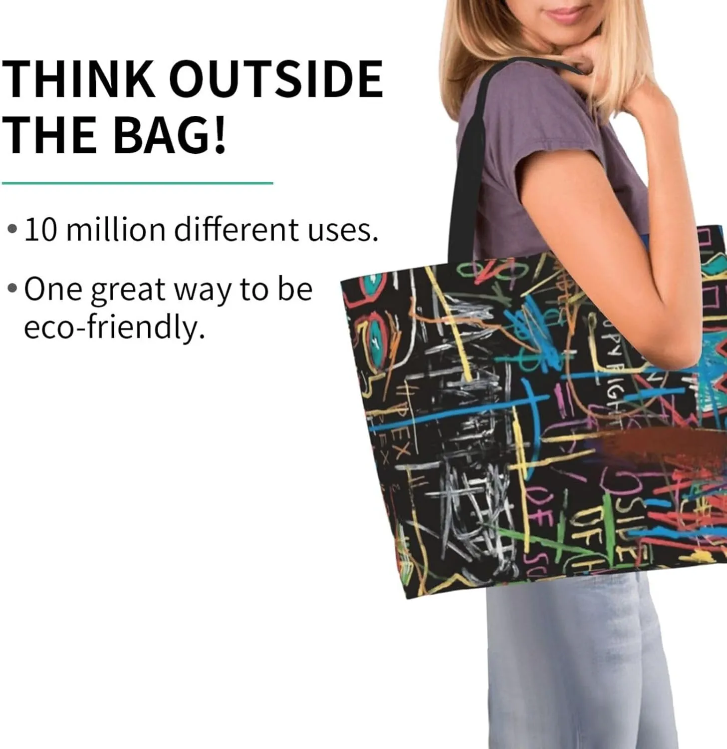 Graffiti Canvas Tote Bag Funny Shoulder Bag Cool Casual Grocery Bags Graffiti Bags for Outdoor