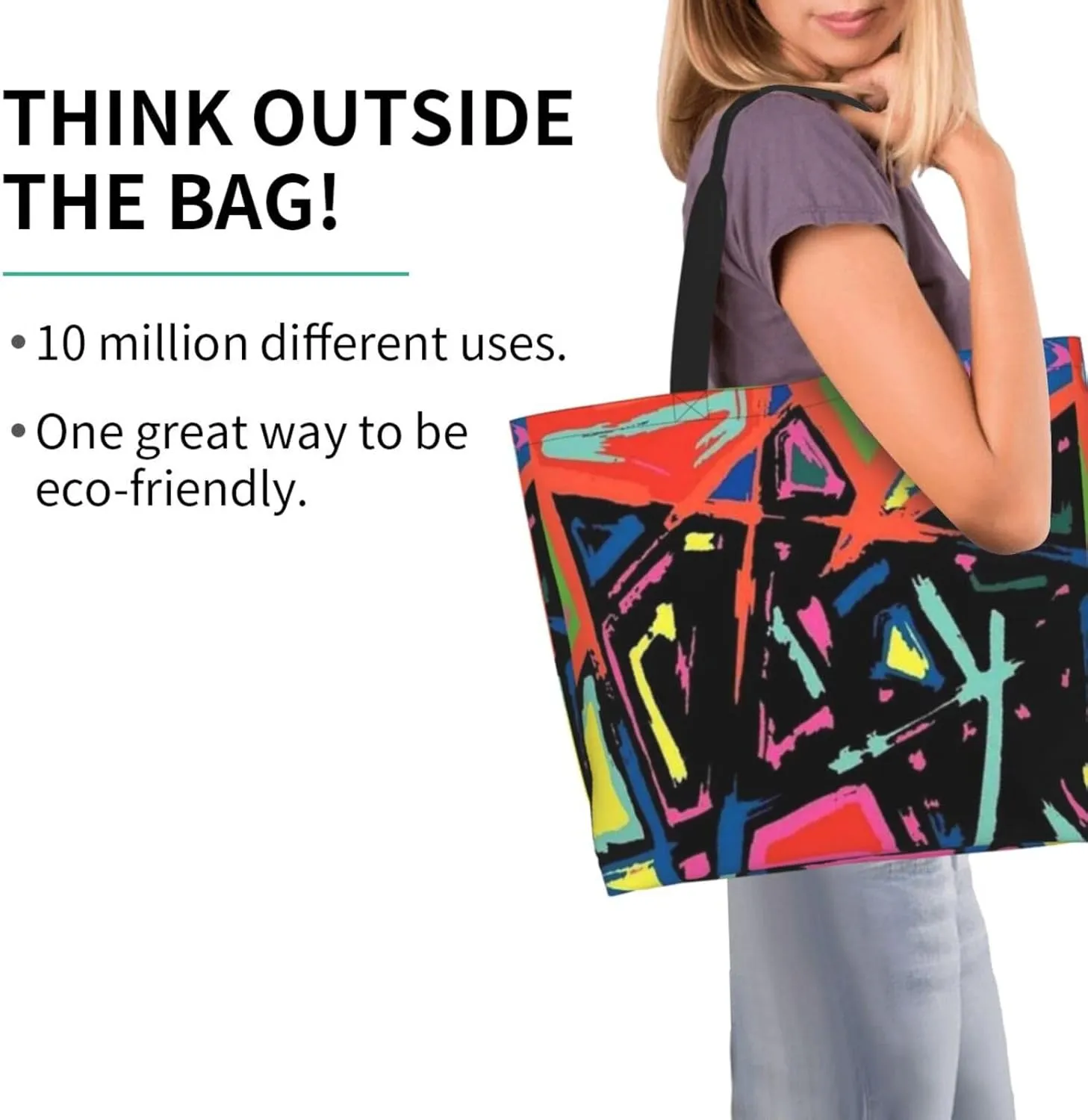 Graffiti Canvas Tote Bag Funny Shoulder Bag Cool Casual Grocery Bags Graffiti Bags for Outdoor