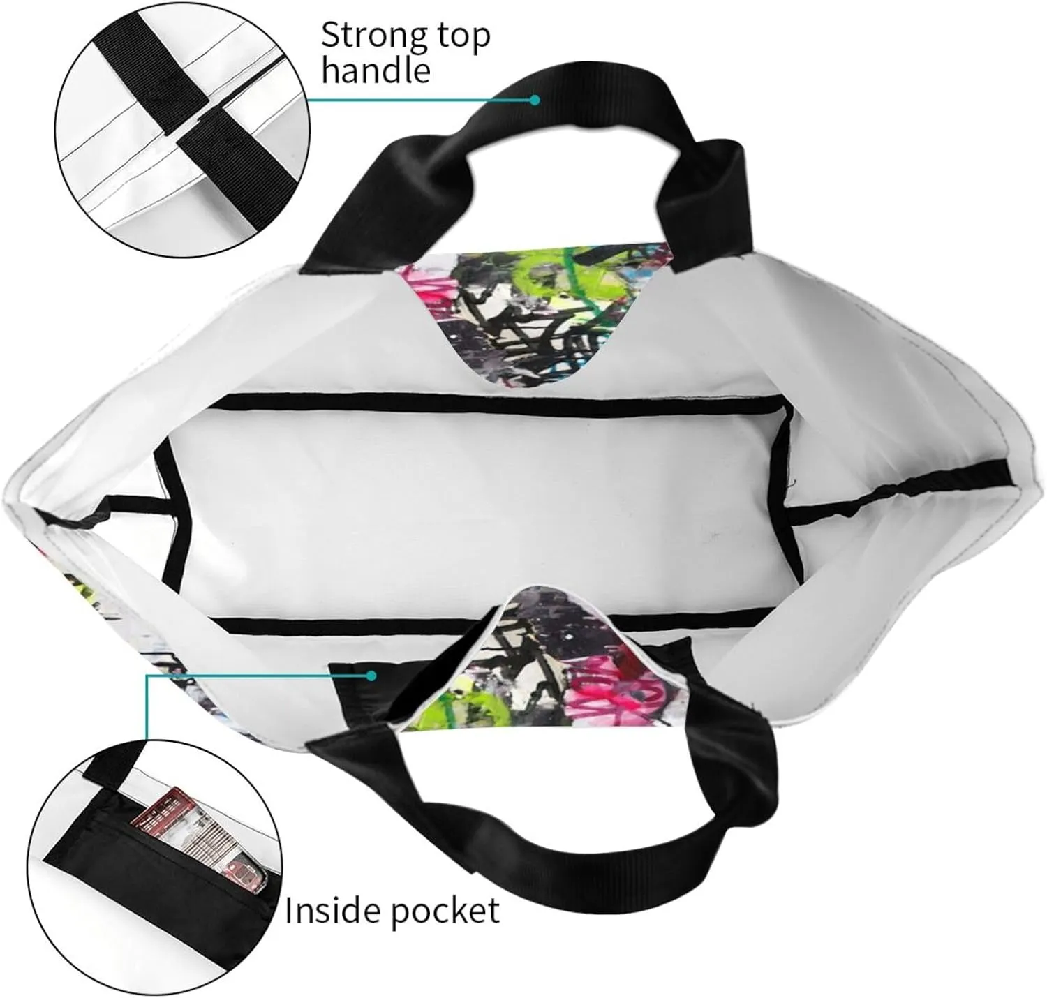 Graffiti Canvas Tote Bag Funny Shoulder Bag Cool Casual Grocery Bags Graffiti Bags for Outdoor