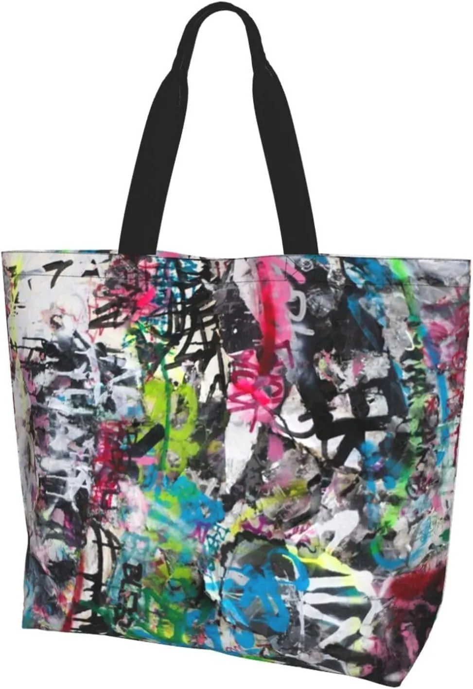 Graffiti Canvas Tote Bag Funny Shoulder Bag Cool Casual Grocery Bags Graffiti Bags for Outdoor