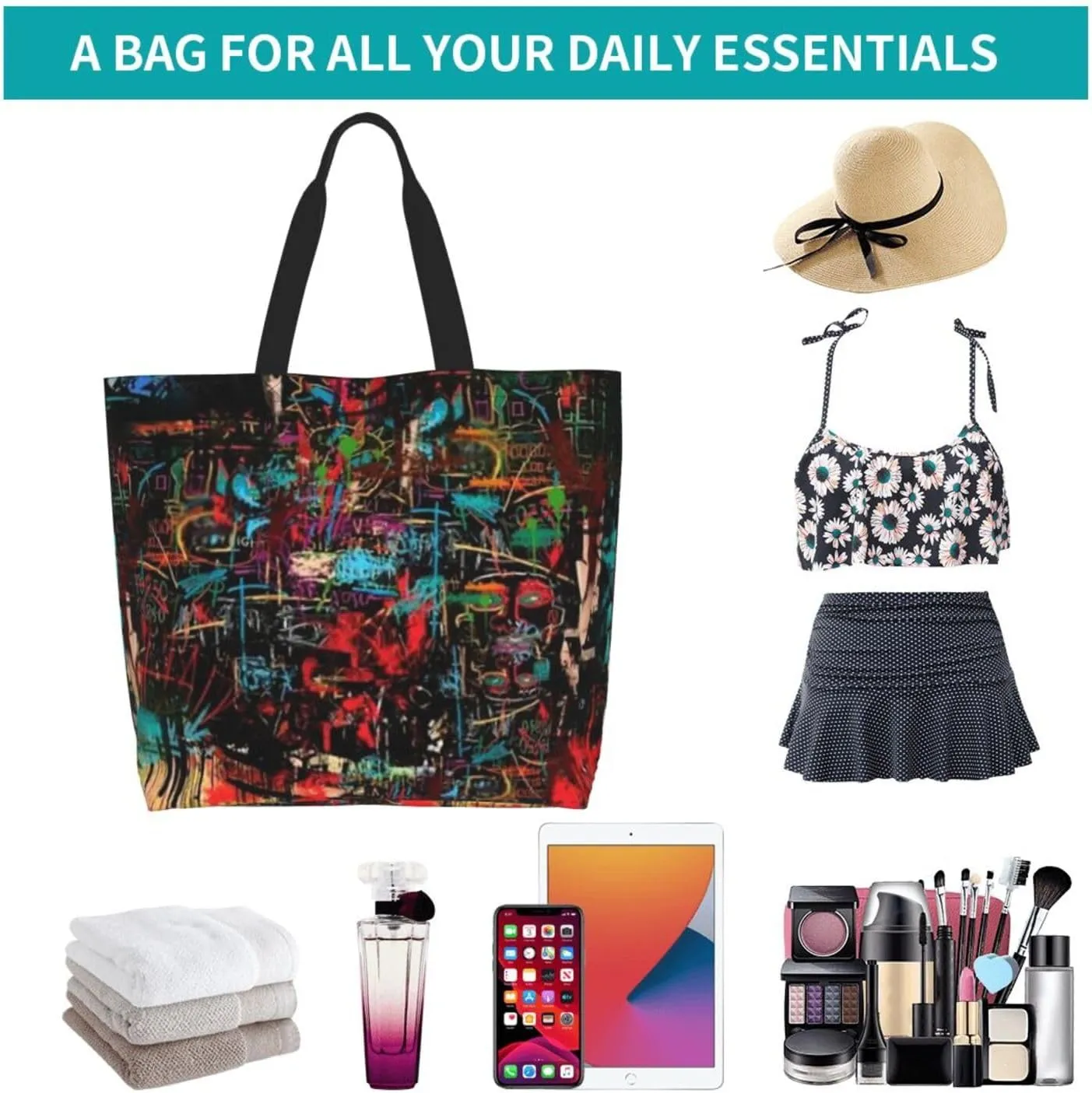 Graffiti Grocery Bag Funny Shopping Bag Cool Handbag Bags Graffiti Tote Bag for Women Men Outdoor