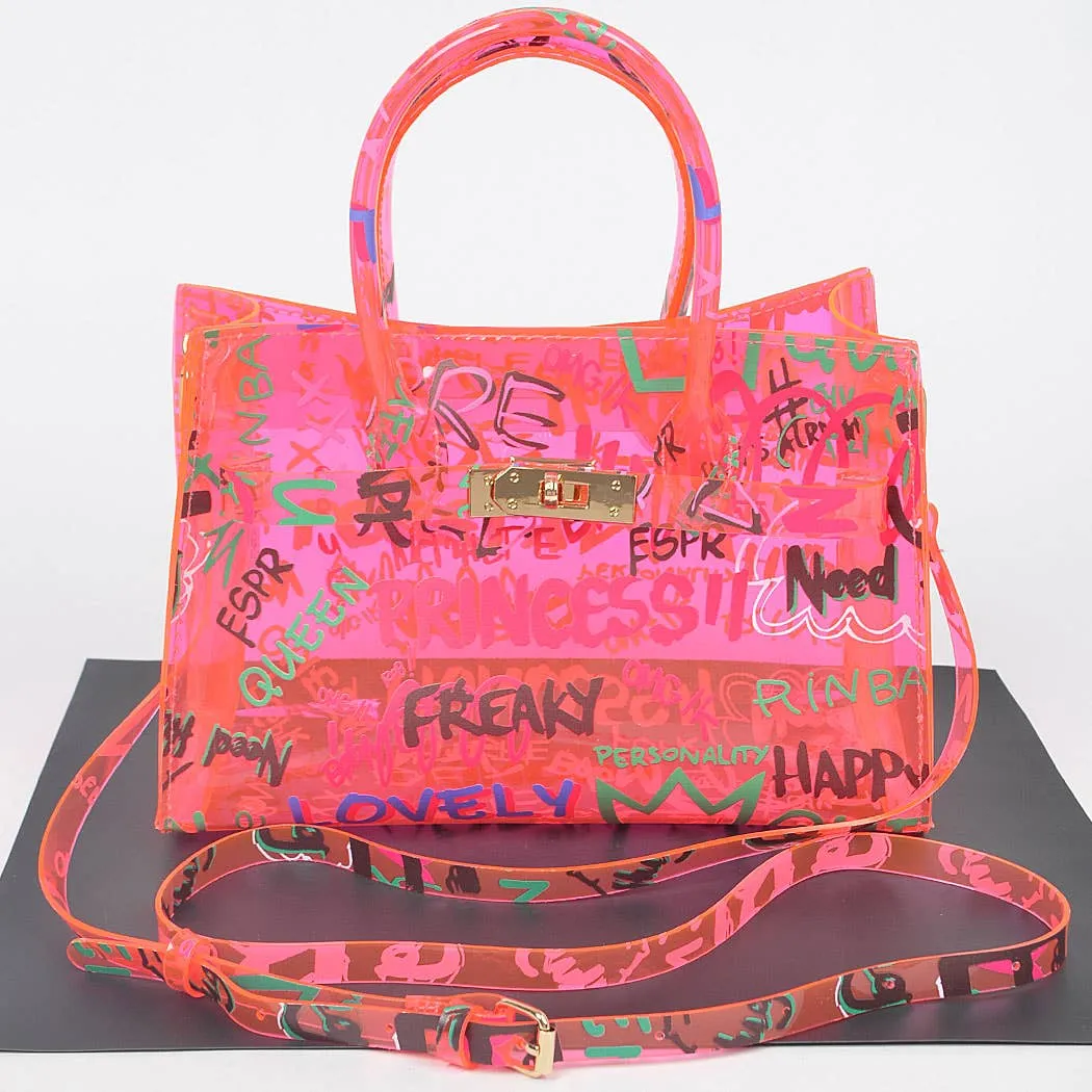Graffiti Pvc Satchel Bag