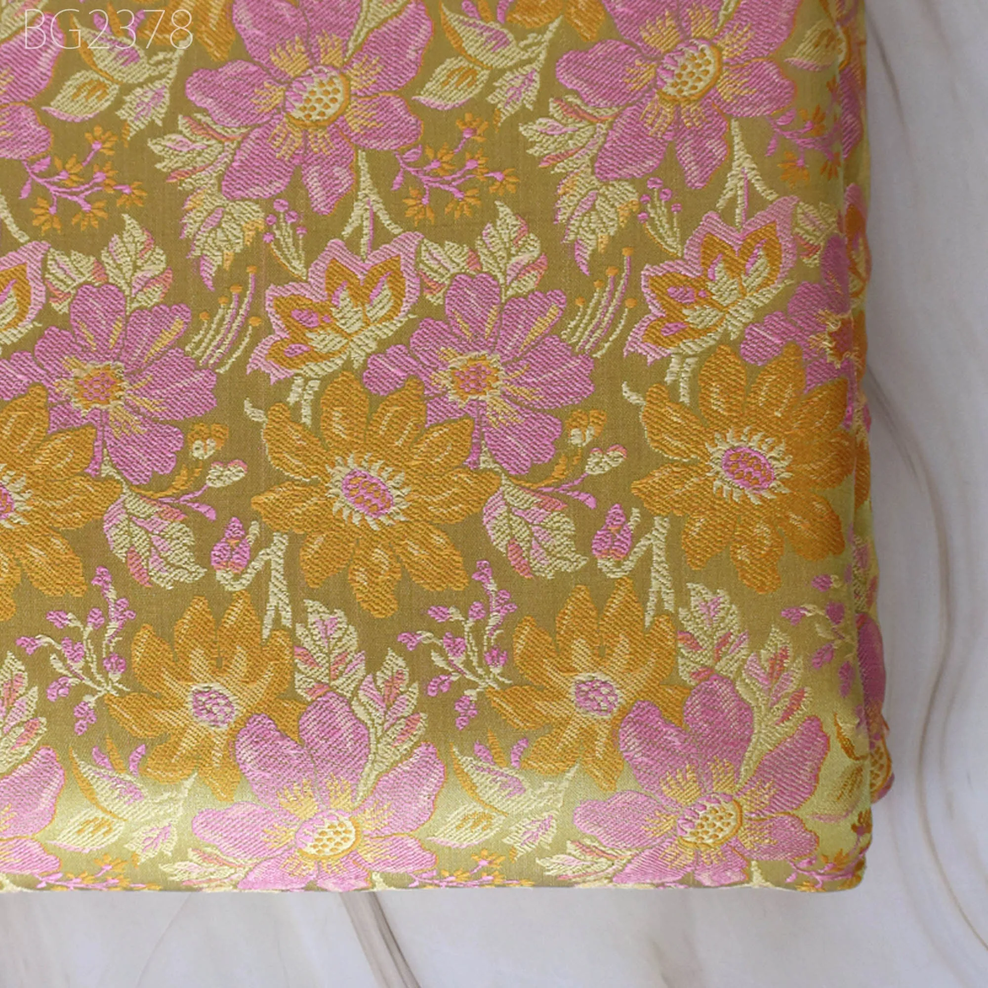 Green Indian Jacquard Dress Material Brocade Bridal Wedding Dress Fabric By The Yard DIY Crafting Sewing Silk Curtains Making Duvet Covers