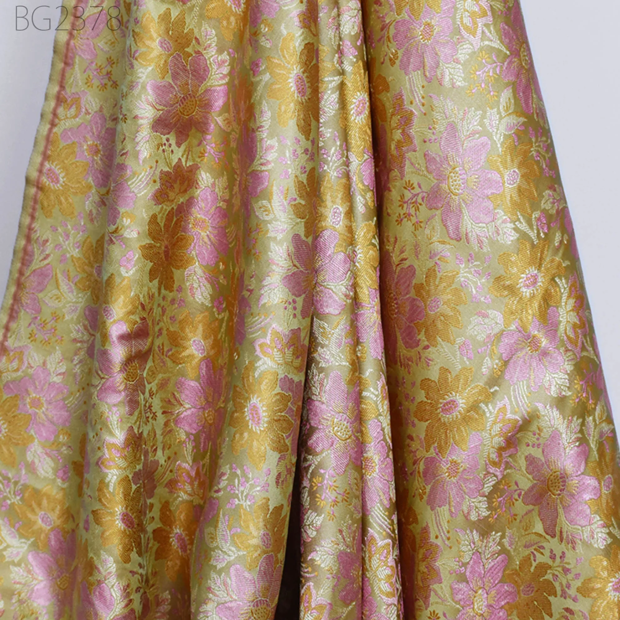 Green Indian Jacquard Dress Material Brocade Bridal Wedding Dress Fabric By The Yard DIY Crafting Sewing Silk Curtains Making Duvet Covers