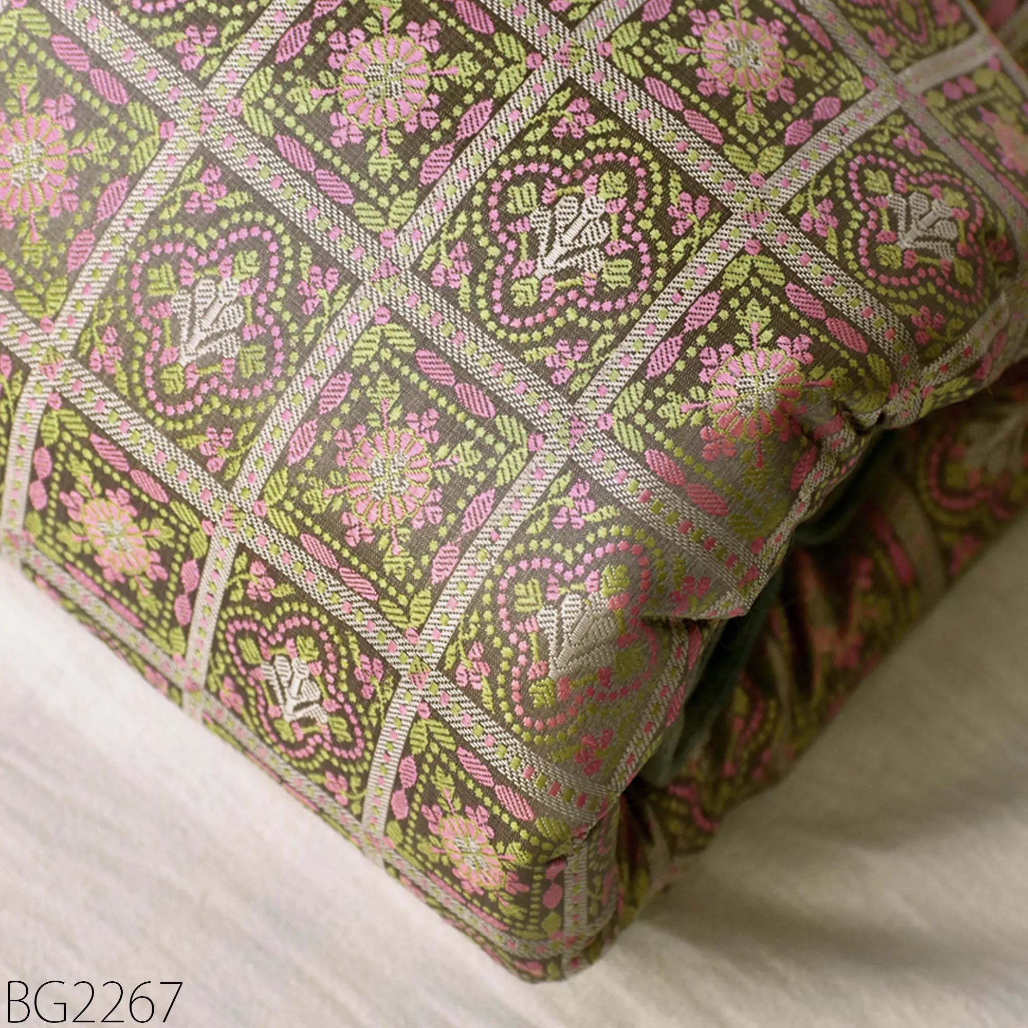 Grey Jacquard Fabric By The Yard Indian Silk Wedding Dresses Curtains Making Valance Drapes DIY Crafting Sewing Home Décor Cushion Covers