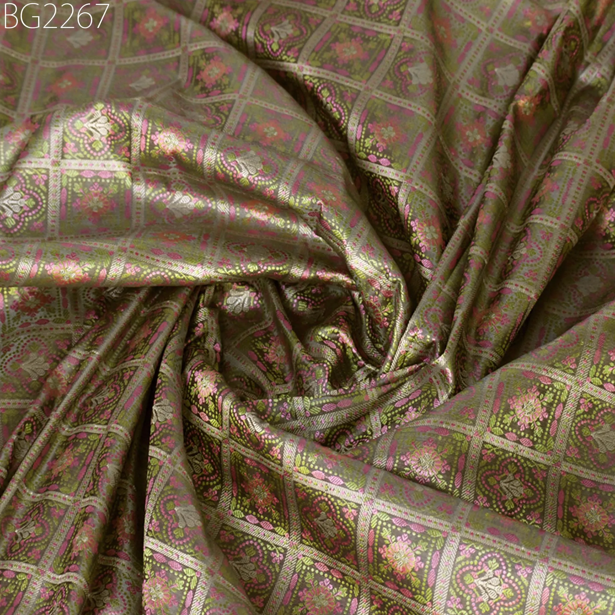 Grey Jacquard Fabric By The Yard Indian Silk Wedding Dresses Curtains Making Valance Drapes DIY Crafting Sewing Home Décor Cushion Covers