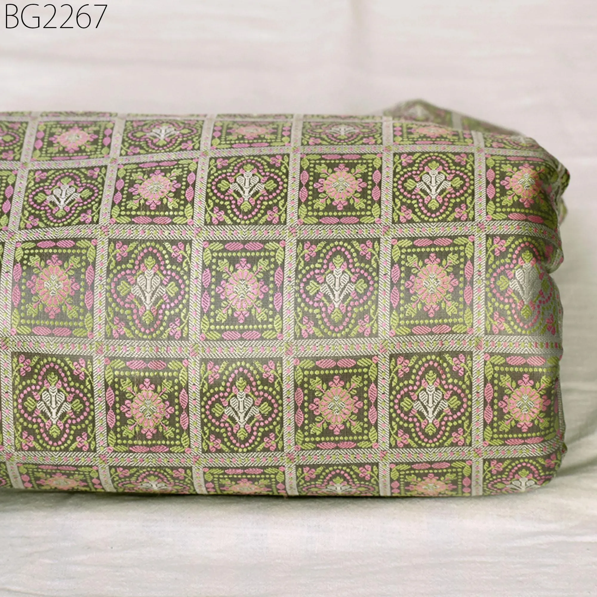 Grey Jacquard Fabric By The Yard Indian Silk Wedding Dresses Curtains Making Valance Drapes DIY Crafting Sewing Home Décor Cushion Covers