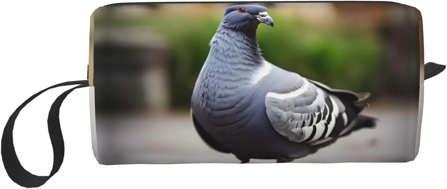 Grey Pigeon print Travel Cosmetic Bag Gifts for Women Portable Make Up Bags for Women Mother Sister